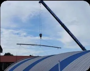 Assembled arch being lifted